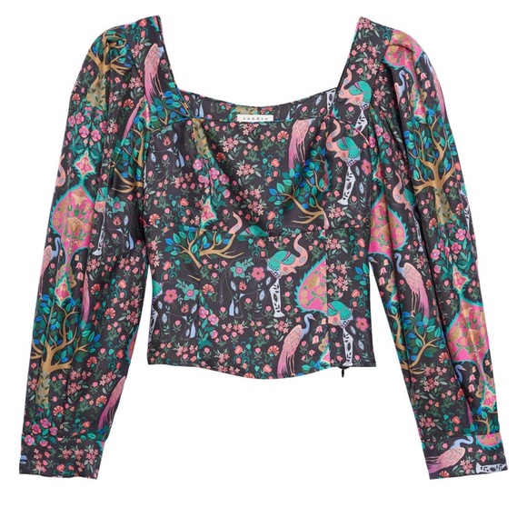 Sandro Paris Ivea Printed Square Neck Blouse Small 1 - Picture 4 of 8